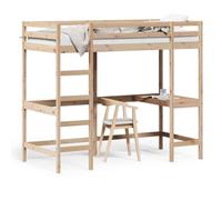 Vidaxl Lit Superposé Avec Bureau 100x200 Cm Bois De Pin Massif Marron