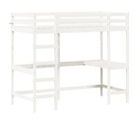 Vidaxl Lit Superposé Avec Bureau Blanc 90x190 Cm Bois De Pin Massif Blanc