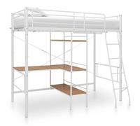 vidaXL Lit superposé avec cadre de table Blanc Métal 90x200 cm Blanc