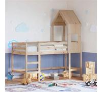 vidaXL Lit superposé 90x190 cm avec échelle et toit Bois de pin massif Multicolore