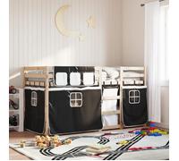 vidaXL Lit superposé avec rideaux 80x200 cm en pin massif blanc/noir