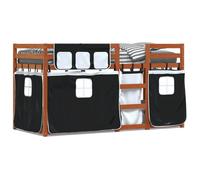 Vidaxl Lit Superposé Avec Rideaux Blanc/Noir 90x200 Cm Bois Pin Massif Blanc