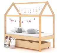 Vidaxl Lit Superposé Avec Rideaux Bleu 75x190 Cm Bois Pin Massif Marron