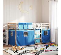 vidaXL Lit superposé avec rideaux bleu 90x190 cm bois pin massif, lit, cadre de lit, lit superposé bas, meuble de chambre à 3283938