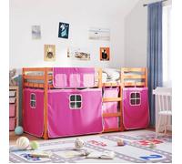 Vidaxl Lit Superposé Sans Matelas Rose 75x190 Cm Bois De Pin Massif Marron