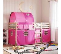 vidaXL Lit superposé avec rideaux 90x190 cm en bois de pin massif Rose