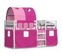 vidaXL Stapelbed met gordijnen 90x190 cm grenenhout roze3284032 Rose G