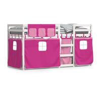 Vidaxl Lit Superposé Avec Rideaux Rose 90x190 Cm Bois Pin Massif Marron