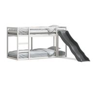 Vidaxl Lit Superposé Avec Toboggan/Échelle Blanc 90x200 Cm Pin Massif Blanc