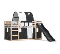Lit Superposé avec Toboggan et Rideaux Lit Supérieur Enfant Chambre vidaXL