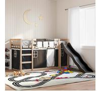 vidaXL Lit superposé avec toboggan et rideaux blanc et noir 90x190 cm, lit, cadre de lit, lit superposé bas, meuble de 3284125