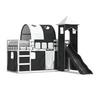 vidaXL Lit superposé sans Matelas avec Toboggan Blanc Noir 90x200 cm