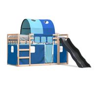 Lit Superposé avec Toboggan et Rideaux Lit Supérieur Enfant Chambre vidaXL
