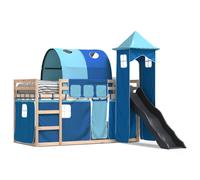 Lit superposé sans matelas avec toboggan et rideaux 90x190 cm 3284180