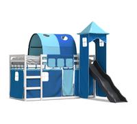 Vidaxl Lit Superposé Avec Toboggan Et Rideaux Bleu 90x190 Cm Multicolore