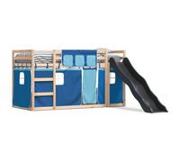 Vidaxl Lit Superposé Avec Toboggan Et Rideaux Bleu 90x200 Cm Multicolore