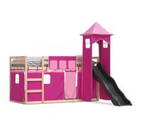 vidaXL Lit superposé sans Matelas avec Toboggan et Rideaux 80x200 cm