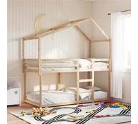 vidaXL Lit superposé 3282039 avec toit 90x200 cm bois de pin massif Beige G