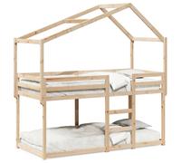 Vidaxl Lit Superposé Avec Toit 90x200 Cm Bois De Pin Massif Marron