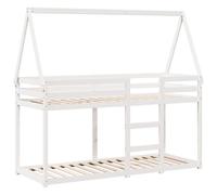 vidaXL Lit superposé avec Toit Blanc 75x190 cm Bois Massif de pin, lit, Cadre de lit, lit Mezzanine, Meuble de Chambre, sommier