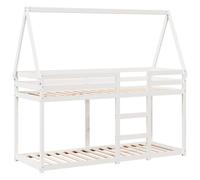 Vidaxl Lit Superposé Avec Toit Blanc 80x200 Cm Bois Massif De Pin Blanc