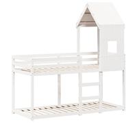 vidaXL Lit superposé avec Toit Blanc 80x200 cm Bois Massif de pin, lit, Cadre de lit, lit Mezzanine, Meuble de Chambre, sommier