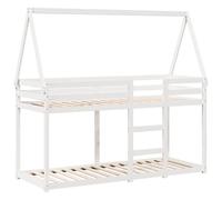 Vidaxl Lit Superposé Avec Toit Blanc 90x190 Cm Bois Massif De Pin Blanc