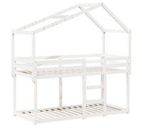 vidaXL Lit superposé avec Toit Blanc 90x200 cm Bois de pin Massif, lit, Cadre de lit, lit Mezzanine, Meuble de Chambre, sommier