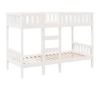 vidaXL Lit superposé Blanc 75x190 cm Bois de pin Massif, Cadre de lit superposé Bas, Meubles de Chambre à Coucher, Cadre de lit superposé avec marches