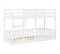 vidaXL Lit superposé Blanc 90x190 cm Bois de pin Massif, Cadre de lit superposé Bas, Meubles de Chambre à Coucher, Cadre de lit superposé avec marches