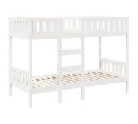 vidaXL Lit superposé Blanc 90x190 cm Bois de pin Massif, Cadre de lit superposé Bas, Meubles de Chambre à Coucher, Cadre de lit superposé avec marches