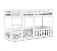 Lit superposé Blanc 90x200 cm Bois de pin massif, cadre de lit superposé bas, meubles de chambre à coucher, cadre de lit superposé avec marches