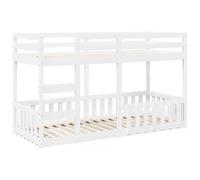 vidaXL Lit superposé Blanc 90x200 cm Bois de pin Massif, Cadre de lit superposé Bas, Meubles de Chambre à Coucher, Cadre de lit superposé avec marches