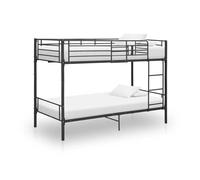vidaXL Lit Superposé Cadre de Lit pour Enfants Sommier à Lattes Lit Simple Chambre à Coucher Maison Intérieur Noir Métal 90x200 cm