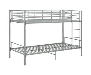 vidaXL Lit Superposé Cadre de Lit pour Enfants Sommier à Lattes Lit Simple Chambre à Coucher Maison Intérieur Gris Métal 90x200 cm
