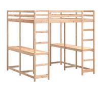Vidaxl Lit Superposé Et Bureau Et Échelle 160x200cm Bois De Pin Massif Multicolore