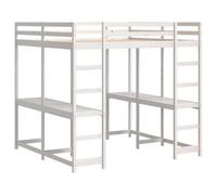 vidaXL Lit superposé et Bureau et échelle 160x200cm Bois de pin Massif, lit intermédiaire, lit Mezzanine avec échelle, lit Mezzanine pour Adolescent
