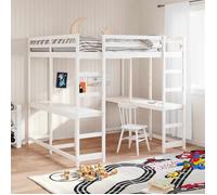 Lit superposé et bureau et échelle 180x200cm bois de pin massif, lit intermédiaire, lit mezzanine avec échelle, lit mezzanine pour adolescent