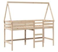 Vidaxl Lit Superposé Et Échelle Et Toit 80x200 Cm Bois De Pin Massif Multicolore