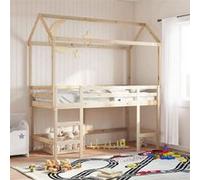 Lit superposé et échelle et toit 80x200 cm bois de pin massif, lit intermédiaire, lit mezzanine avec échelle, lit 3282152