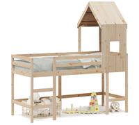 vidaXL Lit superposé et échelle et toit 80x200 cm bois de pin massif Multicolore