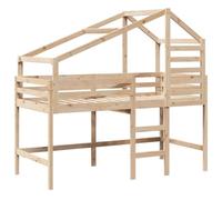 vidaXL Lit superposé et échelle et Toit 90x190 cm Bois de pin Massif, lit intermédiaire, lit Mezzanine avec échelle, lit Mezzanine pour Enfants