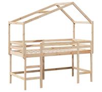 vidaXL Lit superposé et échelle et Toit 90x190 cm Bois de pin Massif, lit intermédiaire, lit Mezzanine avec échelle, lit Mezzanine pour Enfants