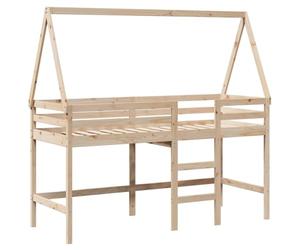 vidaXL Lit superposé et échelle et Toit 90x190 cm Bois de pin Massif, lit intermédiaire, lit Mezzanine avec échelle, lit Mezzanine pour Enfants