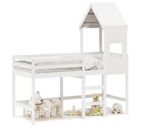 Vidaxl Lit Superposé Et Échelle Et Toit Blanc 90x190cm Bois Pin Massif Multicolore