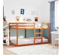 vidaXL Lit Superposé Lit Mezzanine pour Enfant Lit Surélevé Meuble de Chambre à Coucher Moderne Cire Marron 90x190 cm 3214875