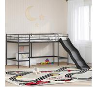 vidaXL Lit superposé pour enfants avec toboggan Uni Noir et anthracite 42020774