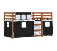 vidaXL Lit superposé avec rideaux blanc/noir 80x200 cm en pin massif