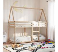 vidaXL Lit superposé 3282081 avec toit 80x200 cm en bois de pin massif Marron
