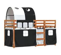 vidaXL Lit superposé avec rideaux blanc/noir 90x190 cm bois pin massif